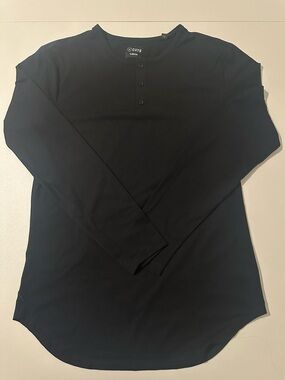 Cuts Clothing Men’s Elongated Black Long Sleeve Henley Size Large